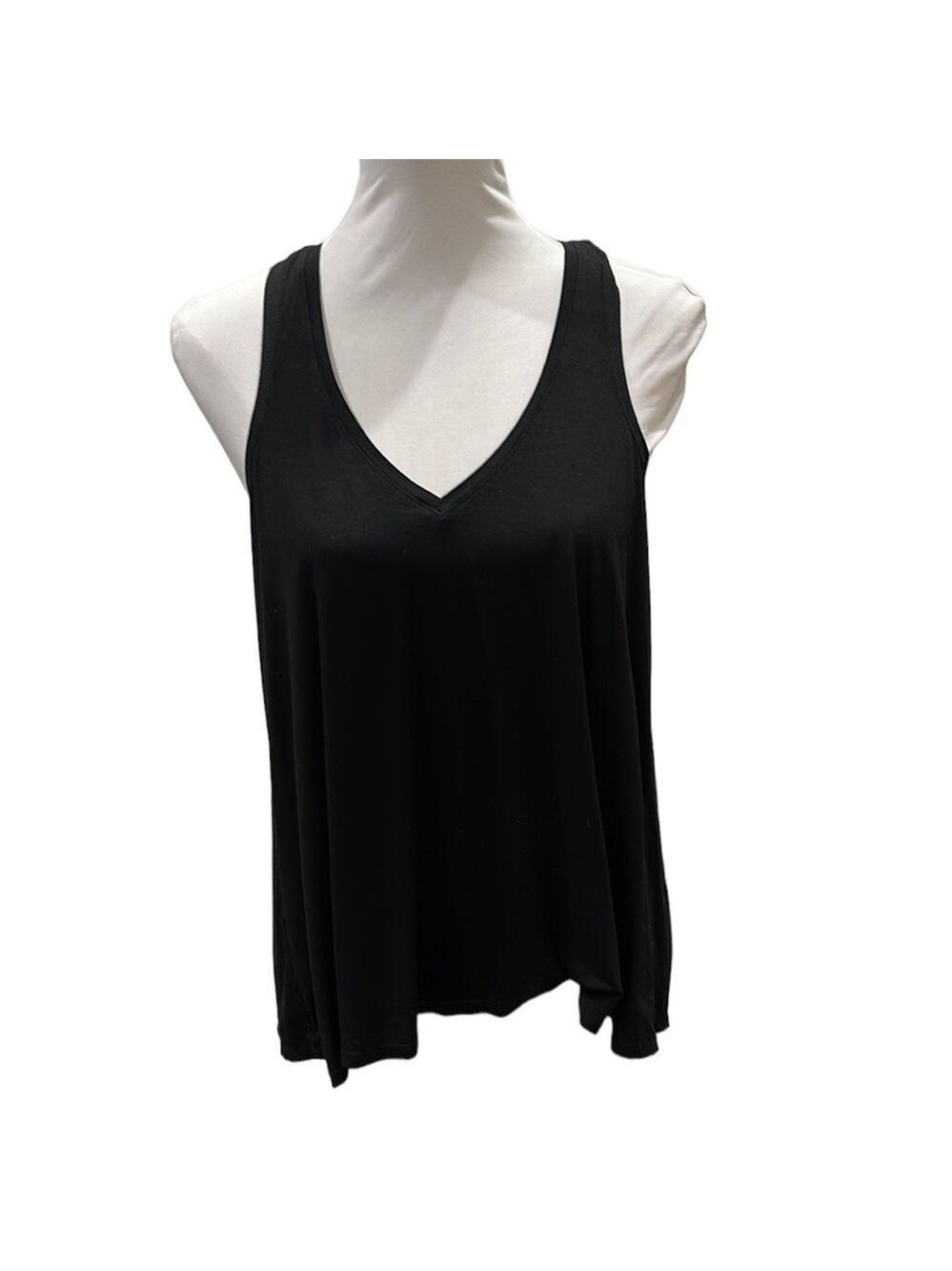 FEEL The Piece Vee Neck High Low Swing Tank Black SZ S